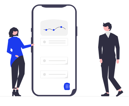 Illustration : des personnes consultant des données de qualité de l'air sur un téléphone