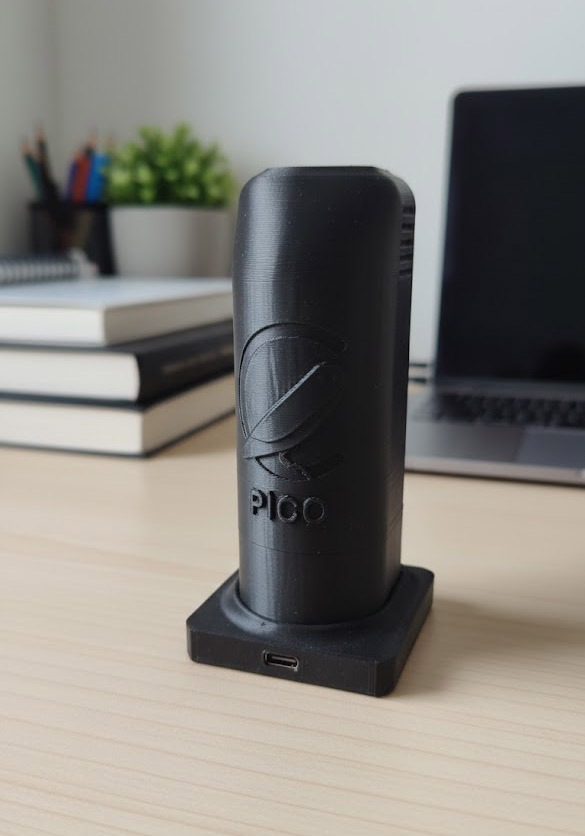 Le capteur Pico posé à côté d'un ordinateur portable